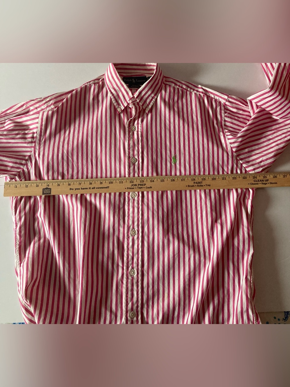 Ralph Lauren SZ M Red and White Striped Cotton Button-Down Shirt - Picture 7 of 9